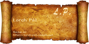 Lorch Pál névjegykártya
